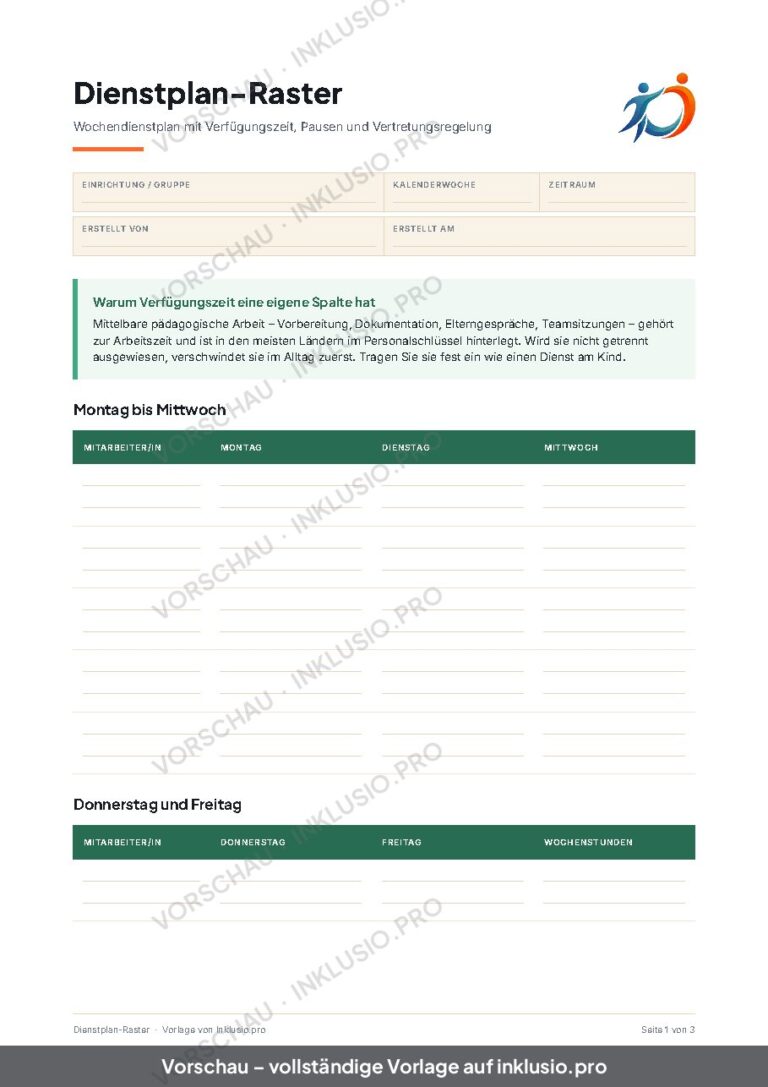 Dienstplan-Raster
