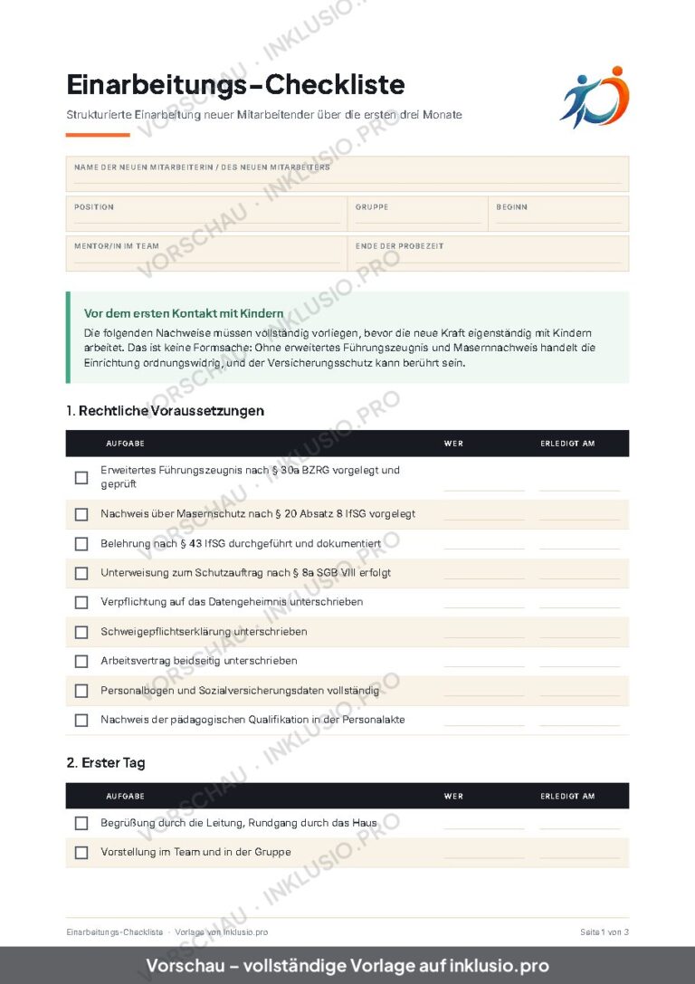 Einarbeitungs-Checkliste