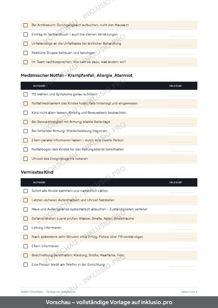 Vorschau der Vorlage Notfall-Checkliste, Seite 2
