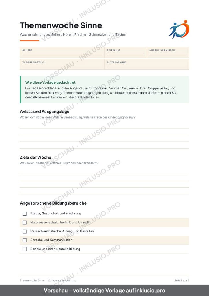 Vorschau der Vorlage Themenwoche Sinne, Seite 1