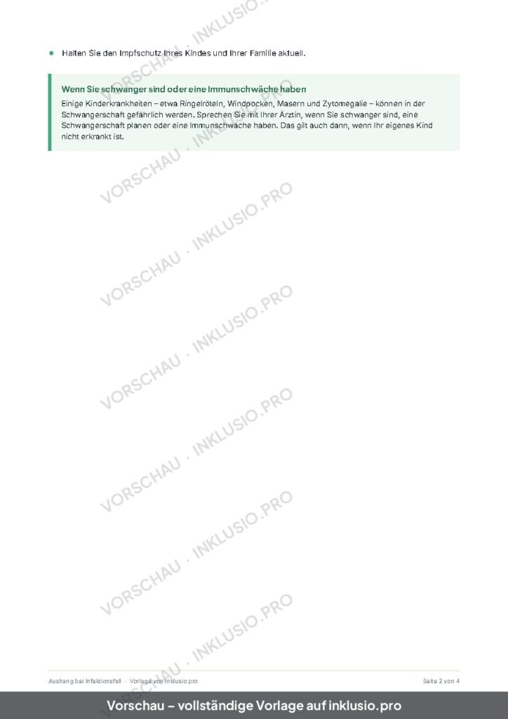Vorschau der Vorlage Aushang bei Infektionsfall, Seite 2