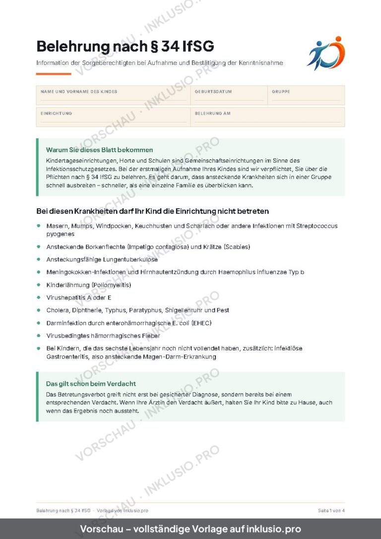 Belehrung nach § 34 IfSG