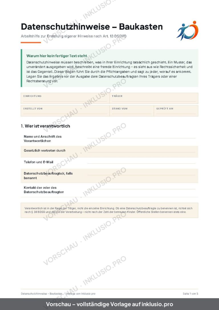 Datenschutzhinweise – Baukasten
