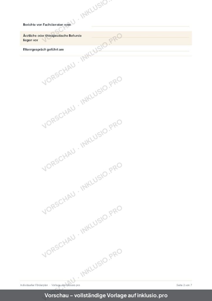 Vorschau der Vorlage Individueller Förderplan, Seite 2