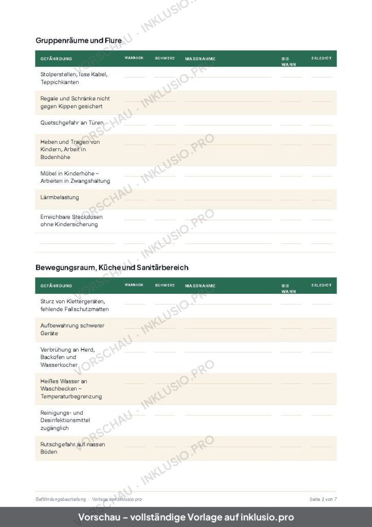 Vorschau der Vorlage Gefährdungsbeurteilung, Seite 2