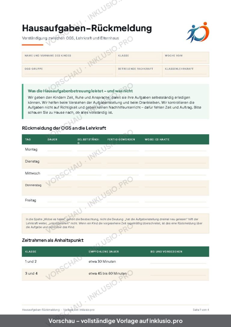 Hausaufgaben-Rückmeldung