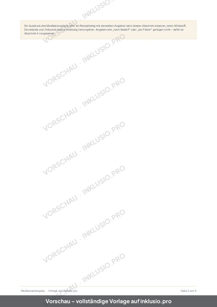 Vorschau der Vorlage Medikamentengabe, Seite 2