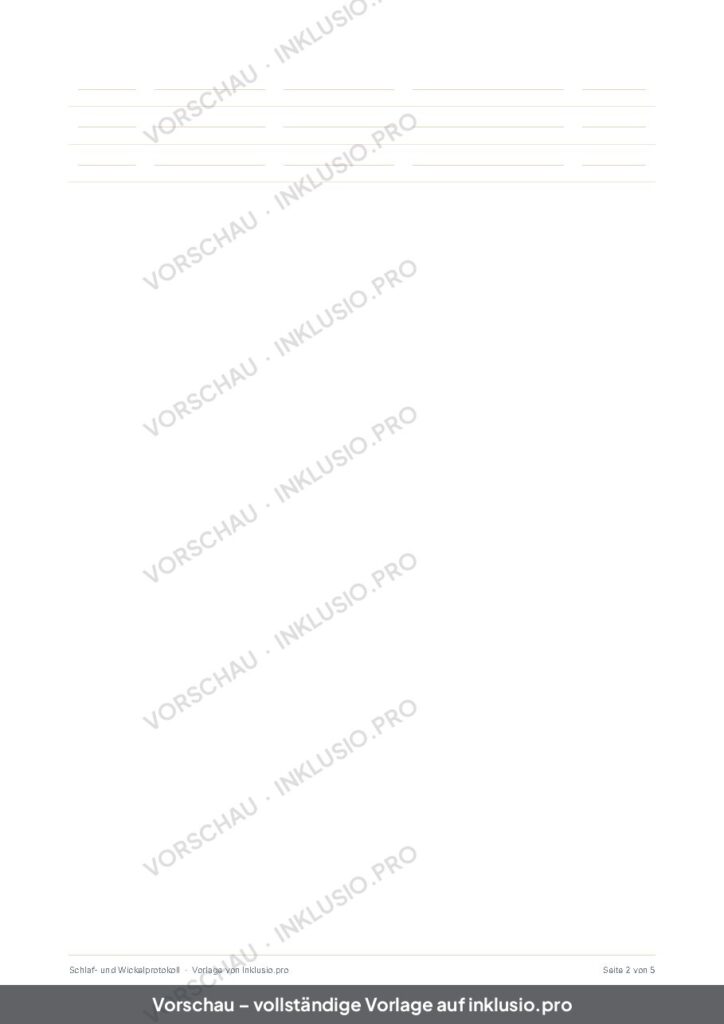 Vorschau der Vorlage Schlaf- und Wickelprotokoll, Seite 2