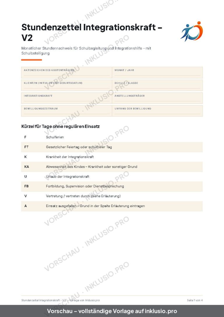Stundenzettel Integrationskraft – V2