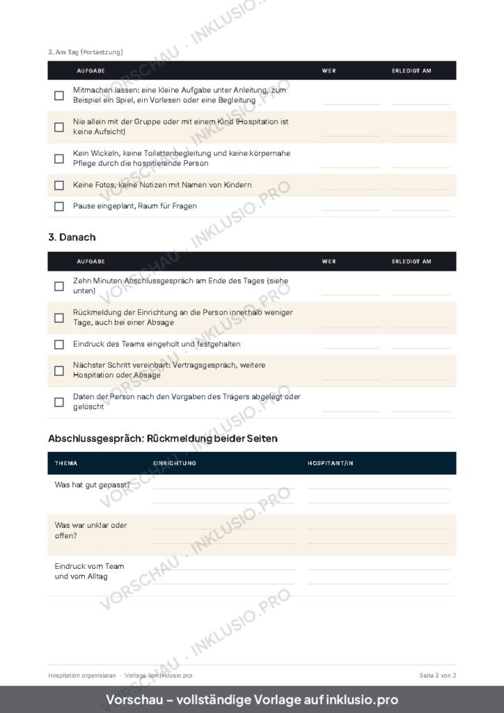 Vorschau der Vorlage Hospitation organisieren, Seite 2