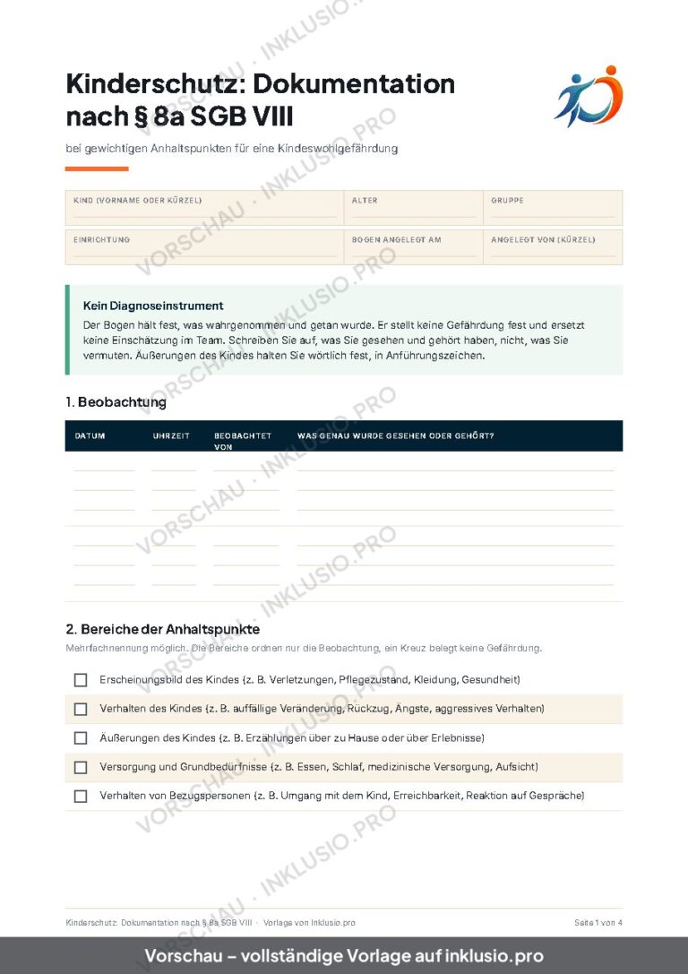 Kinderschutz: Dokumentation nach § 8a SGB VIII