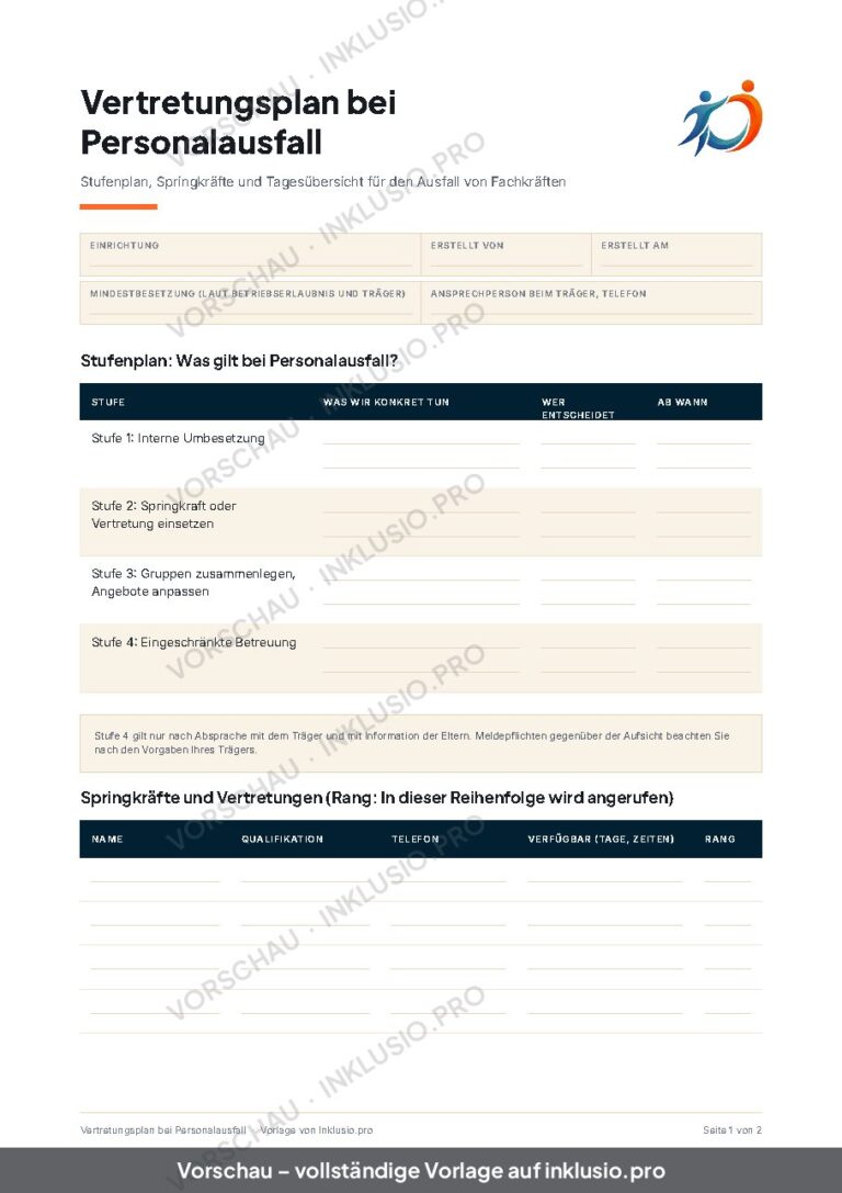 Vertretungsplan bei Personalausfall